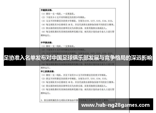 足协准入名单发布对中国足球俱乐部发展与竞争格局的深远影响